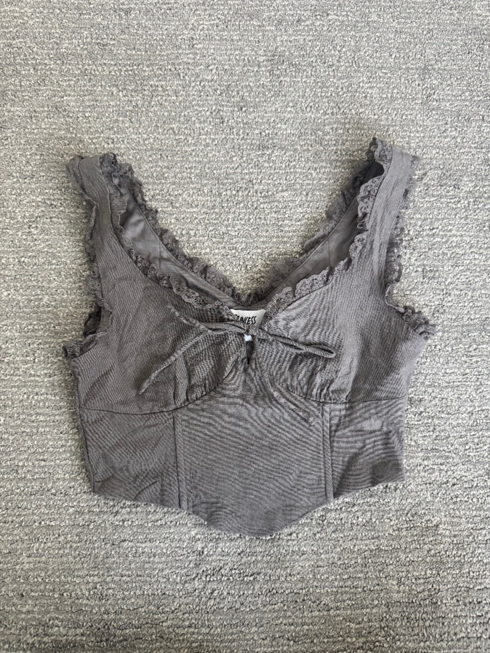 Princess Polly Front Tie Frill Tank (Gray)